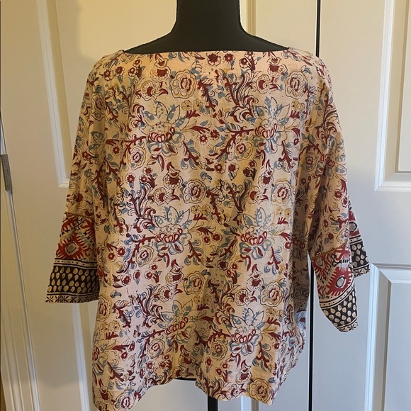 Pure Jill Organic Cotton Floral Patterned Boho Oversized Blouse Top - Picture 4 of 9